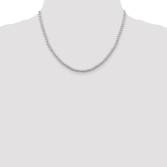 Kazi Luxury Sterling Silver 4mm Beads on Box Chain